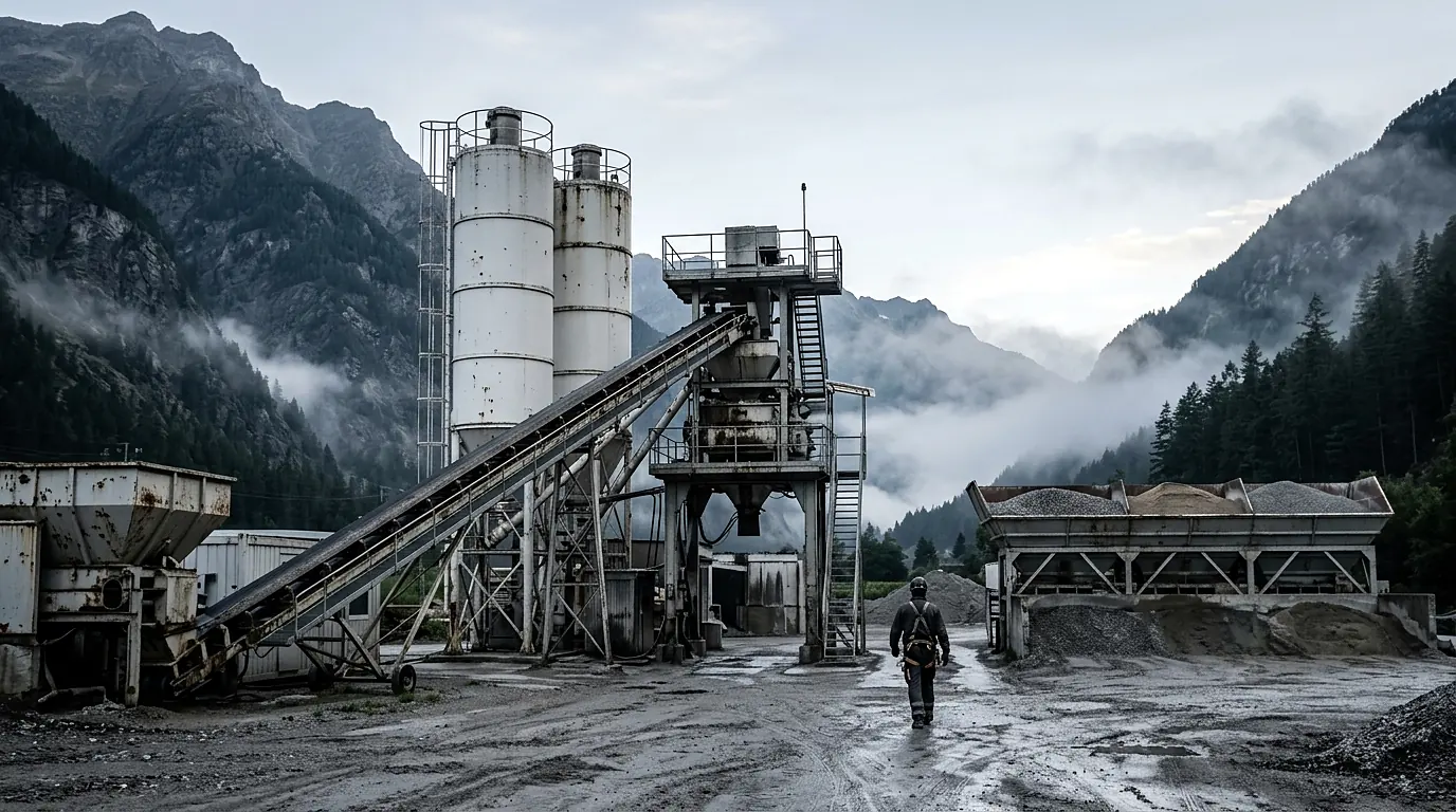 Batching plant in an Alpine valley
